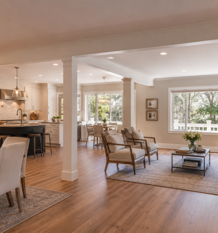 Completed open-concept great room