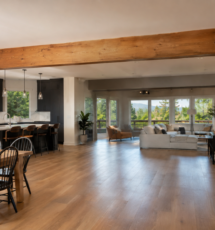 Completed open-concept living space