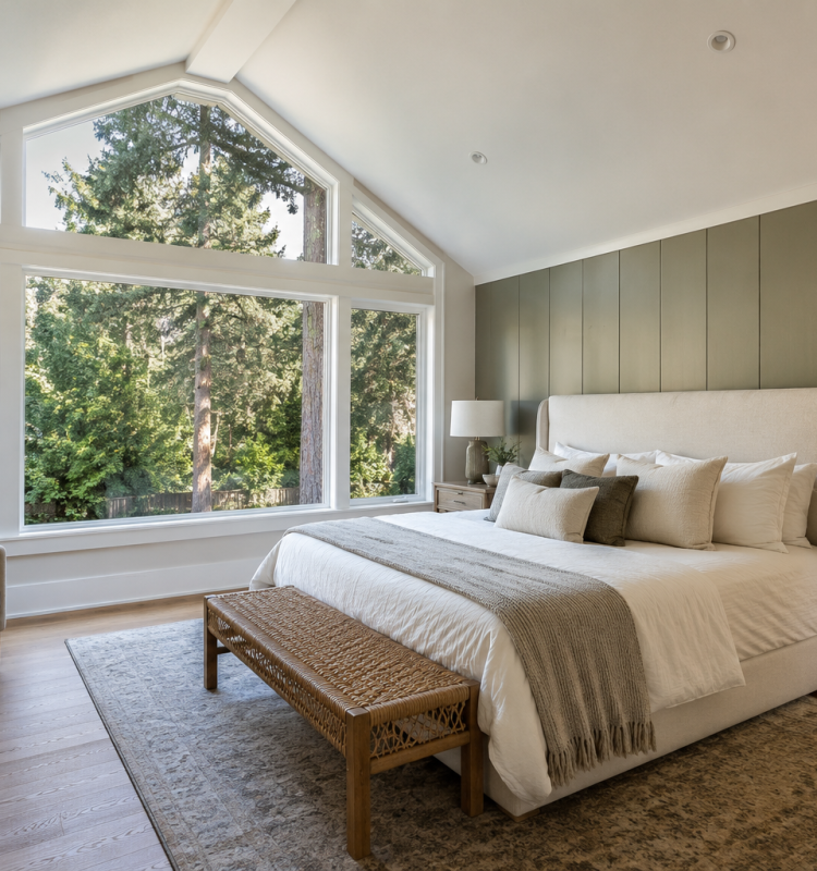 Completed second-story primary bedroom suite