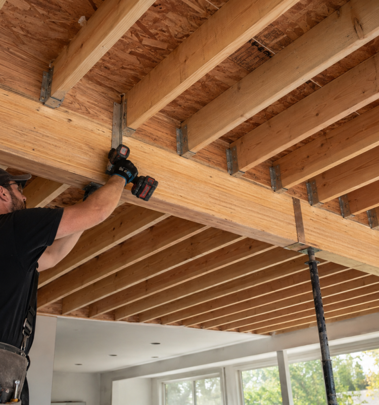 Flush ceiling-beam installation