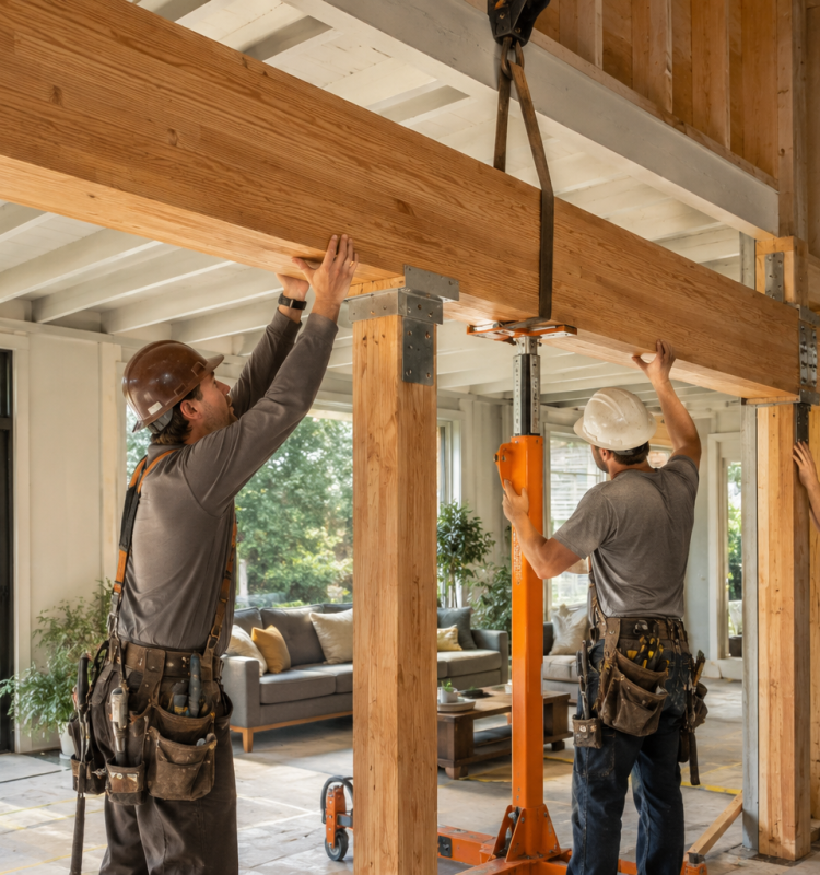 LVL beam installation